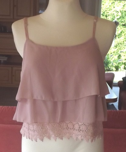 Top chiffon mit spitze altrosa - top,