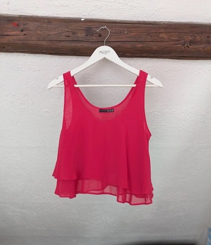 Pink top rüschen volant - rüschen,