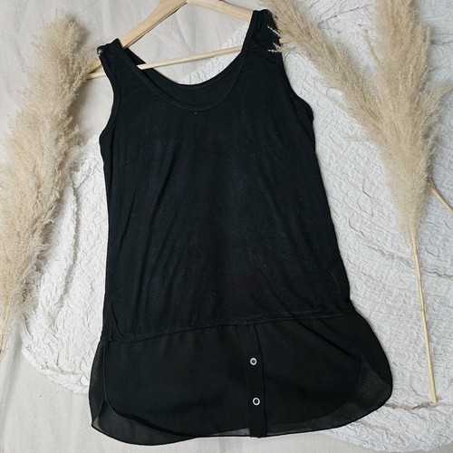 Longtop mit chiffonsaum - chiffonsaum, 🖤