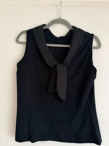 Top mit chiffon kragen - top, schwarz